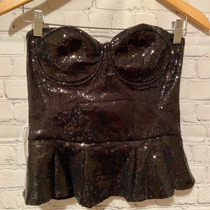 NWT! BEBE black sequence top-Size Small